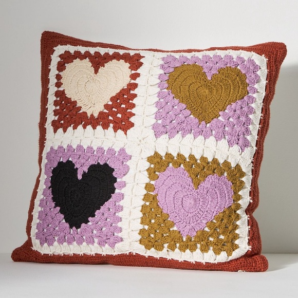 Anthropologie COTTON CROCHET HEART PILLOW Style No.95782686
